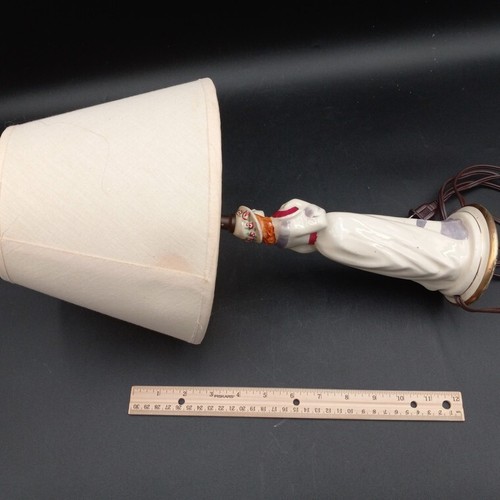 Vintage Figural Ceramic Bedroom Boudoir Table Lamp Lady w/Corset Fan and Bouquet - Picture 14 of 14