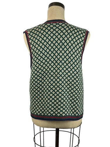 VTG Knit Sweater Vest Womens M Button Up Hand Embroidered Floral Cottage Granny - Picture 6 of 7
