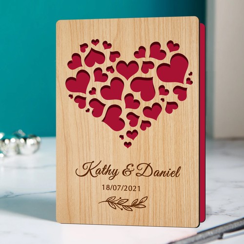Personalised Wooden Wedding Anniversary Card With Any Name Date Congratulations - Picture 10 of 10
