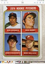 1974 Topps Rookie Pitchers Bob Apodaca/Dick Baney/John D'Acquisto/Wallace - NM 