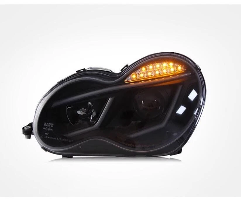 ✅2 PIEZAS Faros Para Mercedes Benz Clase C 2000-2006 Conjunto Faros LED DRL Foto 3 de 4