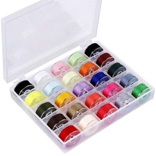 25 PCS Bobbins and Sewing Thread with Case, Pre-Wound Bobbins Set for Hand an...