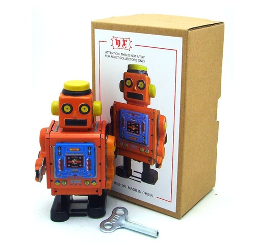 MS294 Vintage Wind Up Clockwork Mechanical Walking Tin Robot Toy Iron figurine - Picture 8 of 11