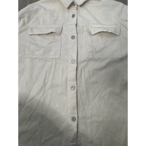 Denim & Co. Damen Beige Cord Shacket Langarm Knopfleiste Hemdjacke M - Bild 4 von 8