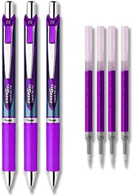 Pentel EnerGel Deluxe RTX Liquid Gel Ink Pen Set Kit, 7 Piece Set, Violet 