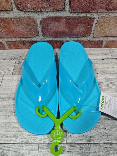 Crocs Splash Glossy Thong Flip Flop Women's Size 7 Blue Neptune 208534-4NP - Picture 4 of 9