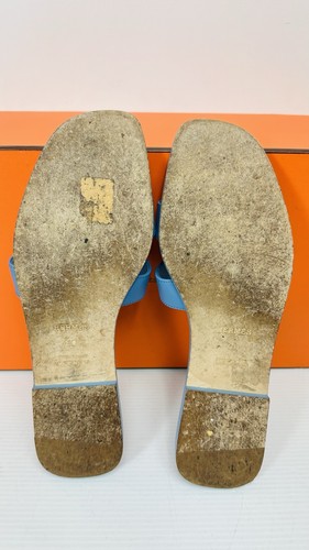 Hermes Oran Style H Strap Leather Slide Sandals Size   40 Italy - Picture 10 of 15