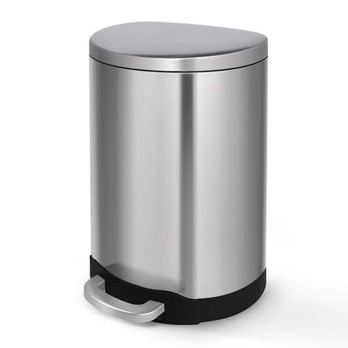 3.2 Gal./12-Liter Fingerprint Free Stainless Steel Semi-Round Step-On Trash Can - Picture 1 of 6