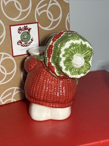 Dept 56 Billy Buttons Snowman Votive Candle Holder Hand Painted Derpy Face VTG - Picture 7 of 11