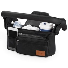 Momcozy Universal Stroller Organizer with Insulated Cup Holder Black 