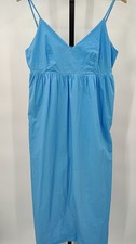 Quince Womens 100% Organic Cotton Sleeveless Maxi Dress Blue S