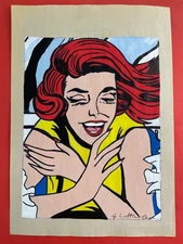 Roy Lichtenstein (Handmade) Drawing On Old Paper signed and stamped