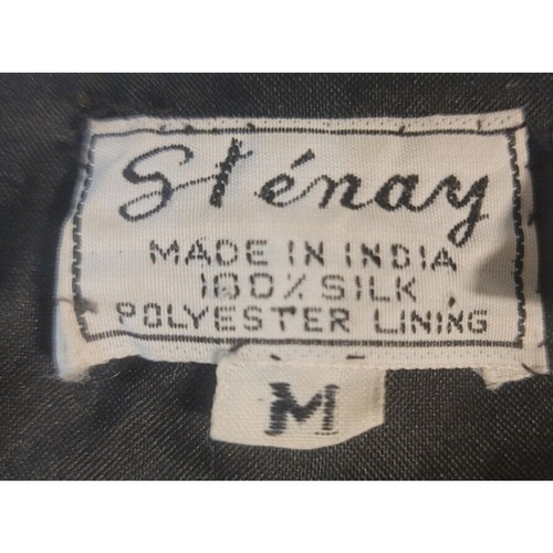 Vintage Stenay Womens 100% Silk Beaded Jacket Long Sleeve Black Size M - Picture 10 of 10