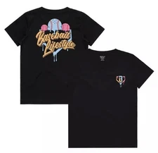 Baseball Lifestyle 101 Youth Medium YM Black Ice Cream Drip Graphic S/S T-Shirt