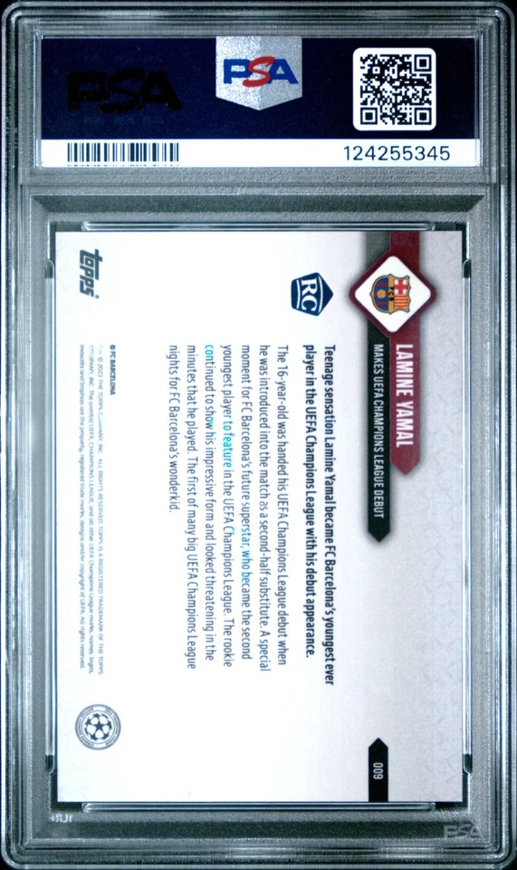 2023 TOPPS NOW UEFA CHAMPIONS LEAGUE #9 RC ROOKIE LAMINE YAMAL - PSA 10 - Image 2 of 2