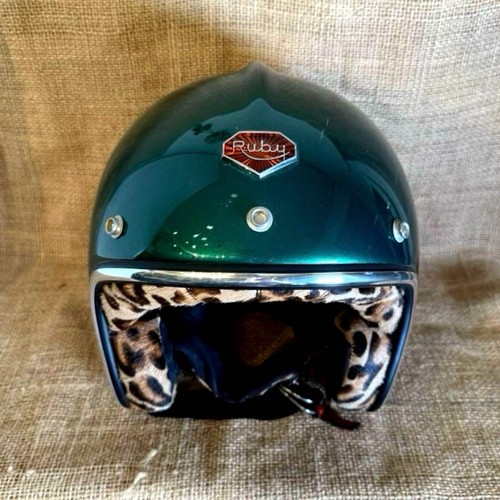 RUBY Jet Helmet Green Size L 59/60 – Leopard Interior, Premium PS Model - Picture 2 of 15