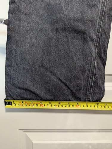 Pantalones de mezclilla ME+EM pierna ancha acampanados tiro alto negros algodón elástico W30 L29 - Imagen 11 de 14