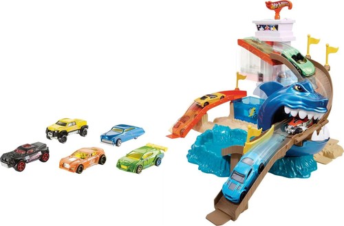 Toy Car Track Set, Color Shifters Sharkport Showdown, 1:64 Scale Vehicle with... - Picture 5 of 6