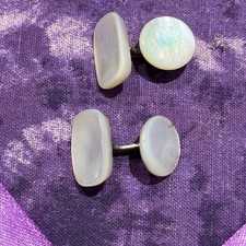 Vintage White Mother of Pearl Oval Double Sided Cufflinks