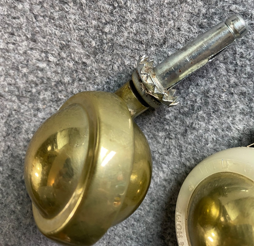 Set Of 2 VTG Shepherd Brass Ball Furniture Casters Wheels 2” - Picture 4 of 7