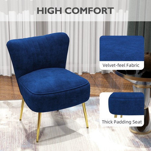 Accent Chair Velvet Wingback Armless Armchair Bedroom Living Room HOMCOM - Picture 4 of 26