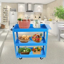 Tool Cart on Wheels, 3 Tier Rolling Mechanic Tool Cart, Heavy Duty Steel Utility