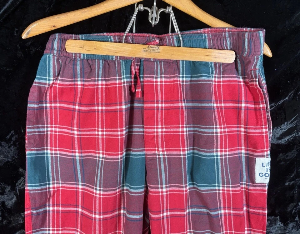 Pantalones de pijama Life Is Good para hombre rojos a cuadros de algodón pijamas para dormir salón talla M en muy buen estado Foto 4 de 4