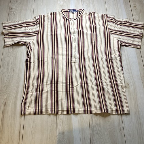 Polo Ralph Lauren Oversized Henley Shirt Stripes Buttons Multicolor Men Sz XXL