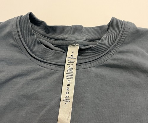 Lululemon Check The Box Short Sleeve Cropped Boxy Fit Top Sz 6 Blue - Picture 3 of 6