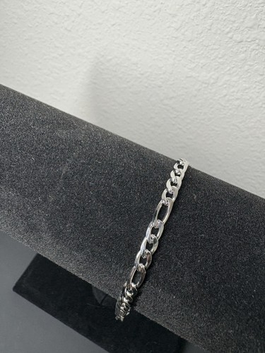 Stainless Steel Figaro Bracelet 4MM 9inch - Picture 2 of 3