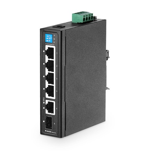 6 Port Industrial Din Rail Gigabit Switch - 4 x 100/1000Mbps Ports, 1 Gigabit... - 第 1/8 張圖片