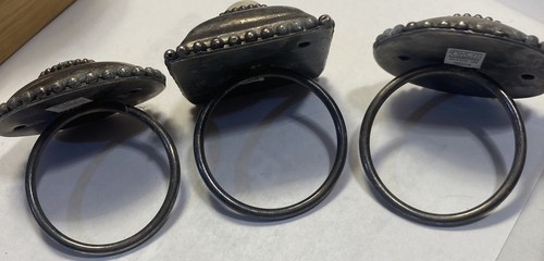 LOT OF 3 Two's Company Silver Plated Napkin Rings 2"W With Stones Made in India - Picture 3 of 5