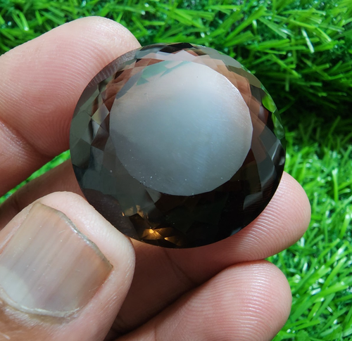 Pretty 103 Crt Smokey Quartz Round Shape Faceted Loose Gemstone For Jewelry - Picture 8 of 13