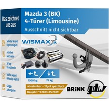 ANHÄNGERKUPPLUNG für Mazda 3 (BK) 4Türer 03-09 abnehmbar GDW +13pol E-Satz BRINK