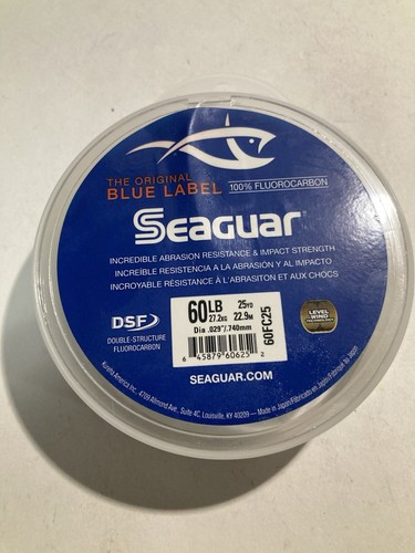 Seaguar Blue Label 100% Fluorocarbon Fishing Line Leader 60LB 25YD Spool - Picture 4 of 5