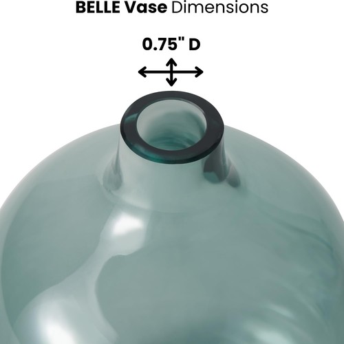 Belle Mouth Blown Art Glass Vase for Flowers - 5" Tall Light Blue Unique Flow... - Picture 6 of 7