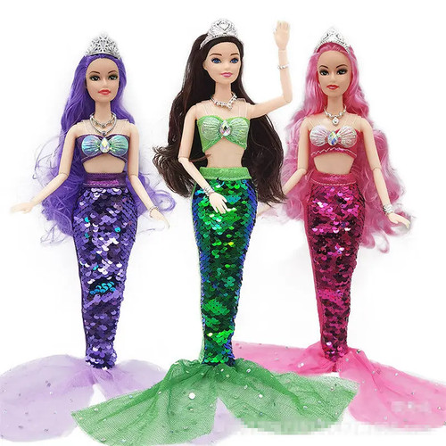 11 Inch Mermaid Doll Full Set Multi Joints Movable 30cm Height Doll with Sequin - Picture 12 of 29