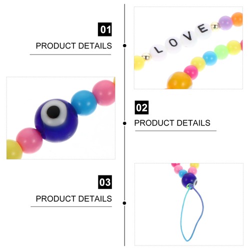 Rainbow Glass Mobile Phone Rope Accessories Beaded Charm Women's Chain Lanyards - 第 7/12 張圖片