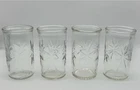 4 Vintage Anchor Hocking Atomic Starburst Juice Glasses Jelly Jars MCM