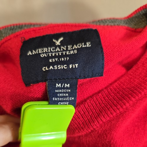 American Eagle Men’s V Neck Sweater Red long sleeve Size medium - Picture 5 of 6