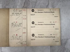 1908 Cincinnati Market National Bank Checkbook Antique Ledger Book w/ Receipts
