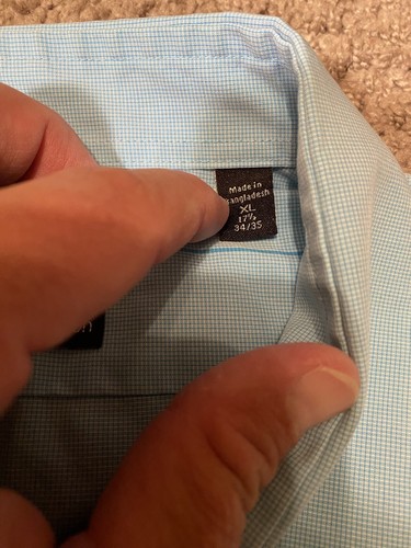 Calvin Klein Slim Fit Button Up Down Mens Size XL Blue Work Dress Shirt 17.5 - Picture 5 of 11