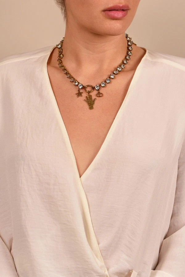 LEER Christian Dior Cristal Palma Lectura Colgante Collar Foto 2 de 4