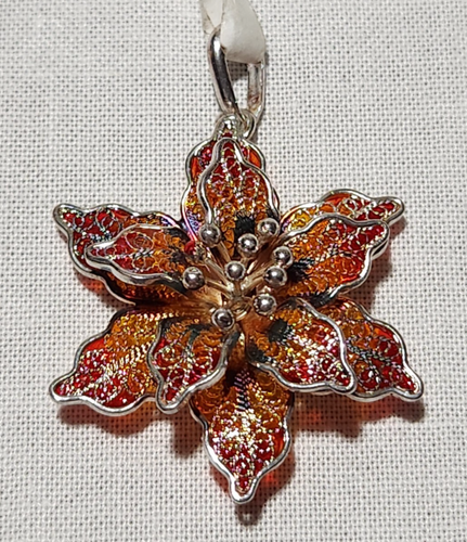 VINTAGE 925 STERLING SILBER ANHÄNGER TRANSLUSZENTE BLUME - Bild 1 von 9