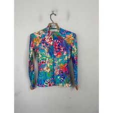 Johnny Was California Womens XS Floral Long Sleeve Rash Guard Swim Top CSW1524-M