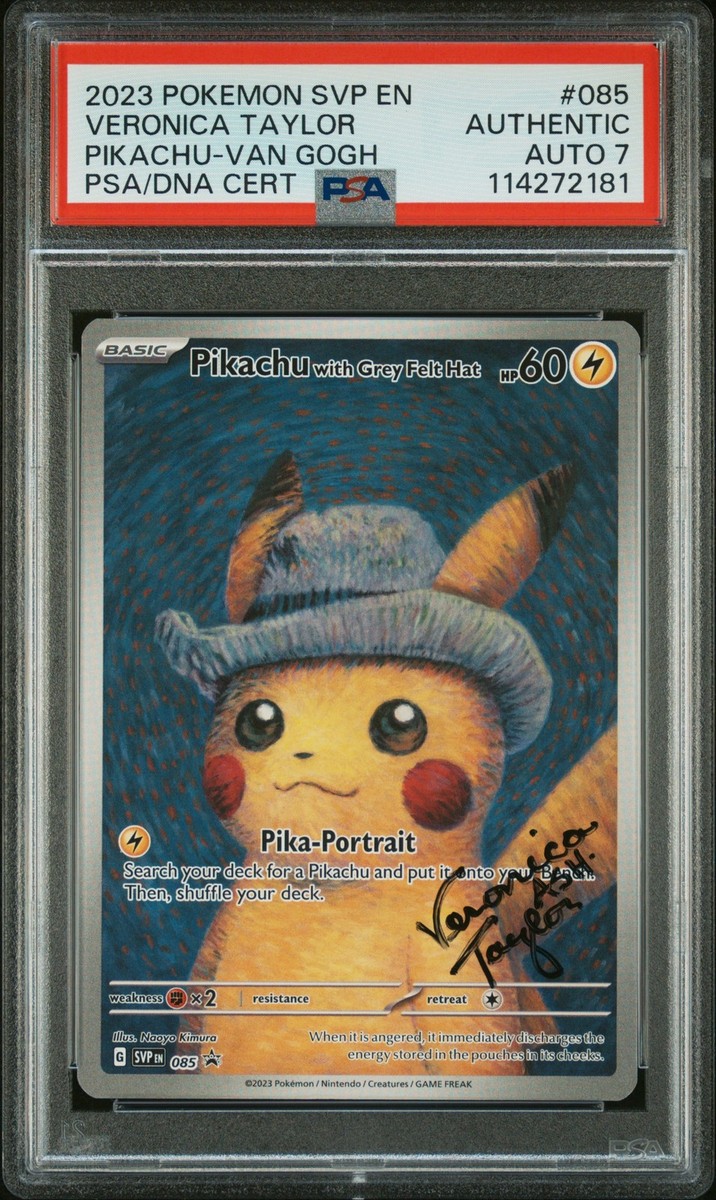 2023 ピカチュウ グレー フェルト ハット #085 PSA 7 Pikachu Grey Felt Hat #085 Veronica Taylor Autograph