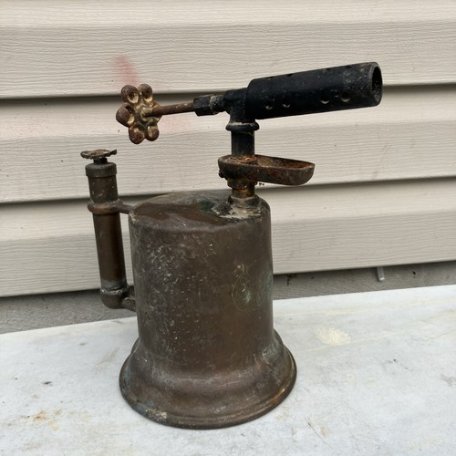 Antique Otto Bernz Co Brass Blow Torch Blowtorch Vintage Barn Look Decor