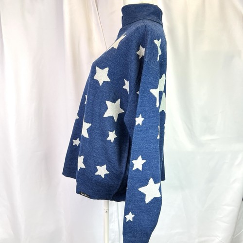 Coraline Laika Blue & White Star Turtleneck Sweater Sz XL NWT - Picture 2 of 13