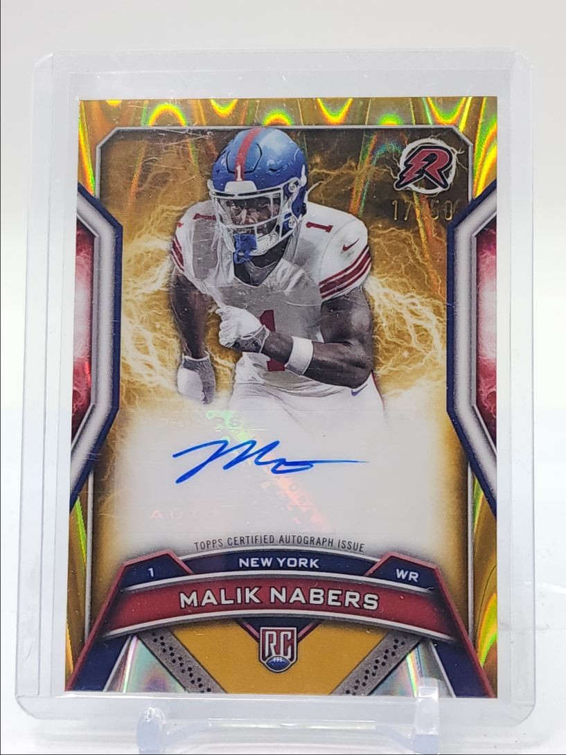 MALIK NABERS 2024 TOPPS RESURGENCE ROOKIE GOLD POWER SURGE RC AUTO /50 Q1264