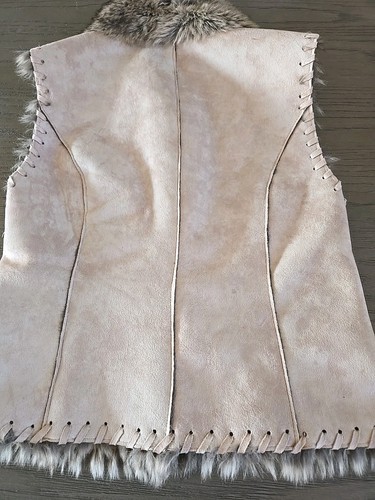Scully Vest Womens Ivory Faux Fur Jacket SZ M Western Flair - Picture 4 of 7
